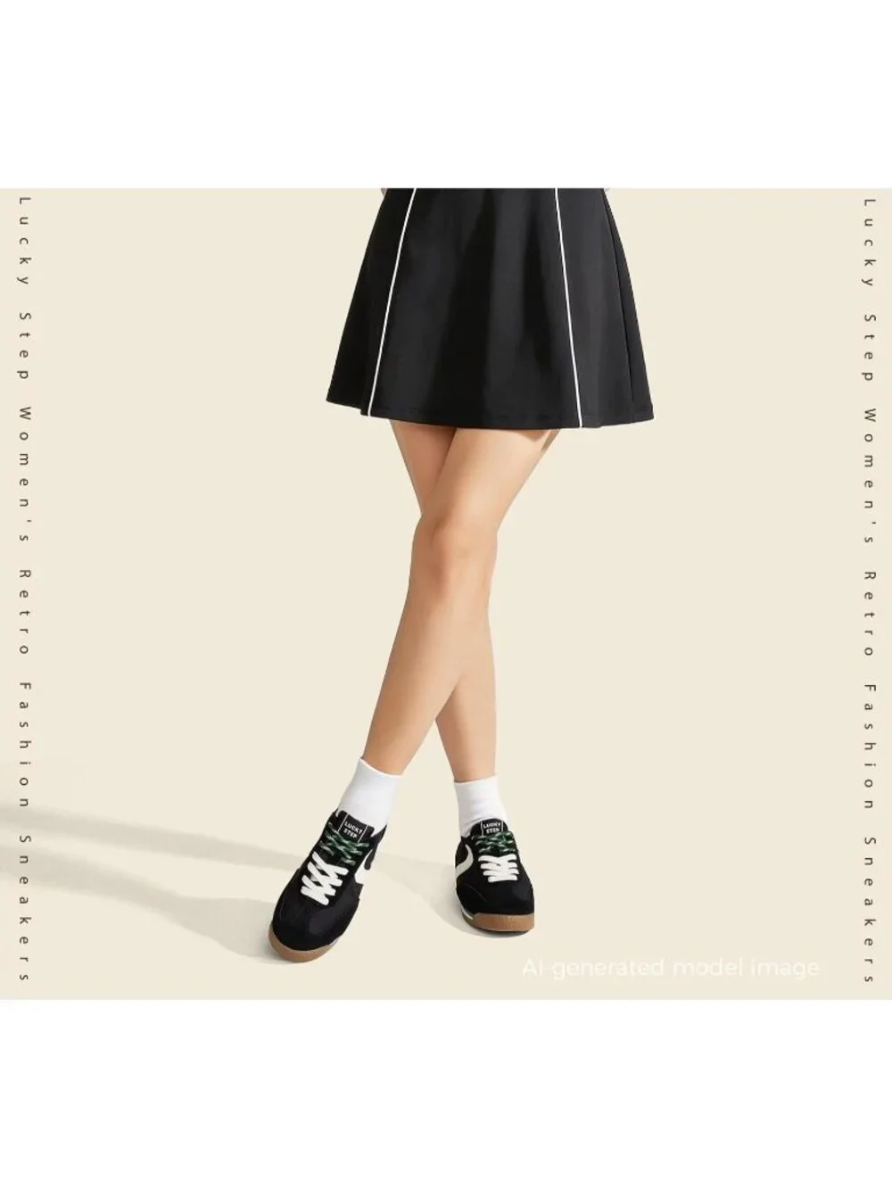 Women's Black Lightweight Slip On Comfortable Casual Lace Up Fashion Sneakers